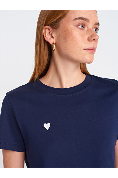 Dilvin 30584 DİL Tricou din bumbac cu guler rotund