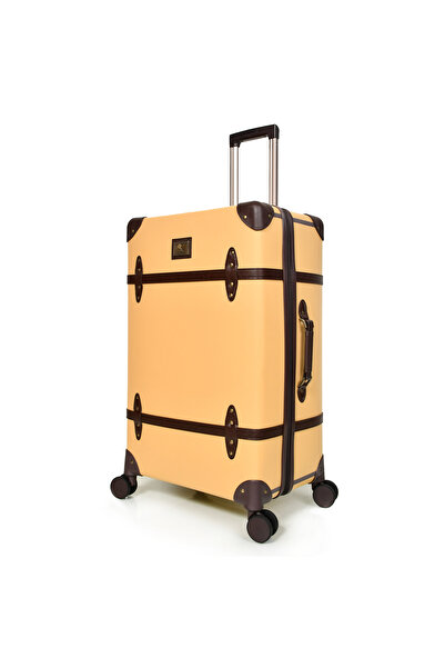 MORANO Morano Classic Leather 4 Piece Luggage Set Beige 28''24''20''14'' Inch