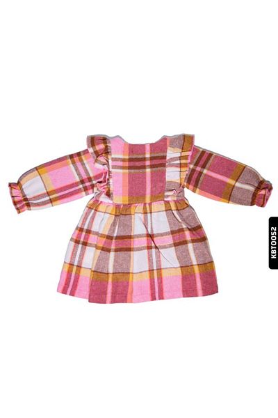 Çikoby Baby Girl Checkered Frilly Woven Dress 6-24 Months 20579