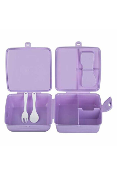 Micostore Πλαστική κατσαρόλα, με χωρίσματα για παιδιά, πεταλούδες, μωβ, τετράγωνη, για κορίτσια, 1,3 l, 15 x 19 x 9,2 εκ.