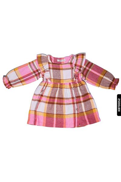 Çikoby Baby Girl Checkered Frilly Woven Dress 6-24 Months 20579