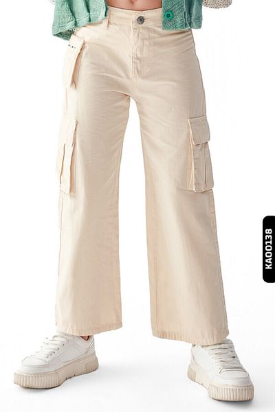 nk kids Cargo Pocket Belted Wide Leg Girl's Trousers 8-14 Years 56701