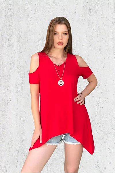 MODANİCE Shoulder Window Asymmetrical Blouse