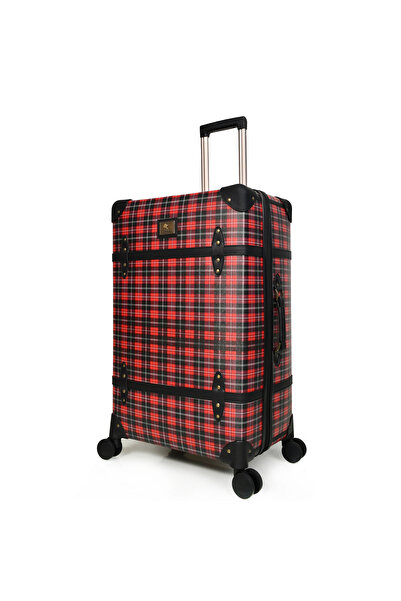 MORANO Morano Classic Leather 4 Piece Luggage Set Red 28''24''20''14'' Inch