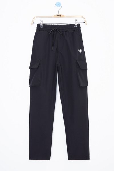 Cansın Mini Black Cargo Pocket Boy's Parachute Trousers 20210