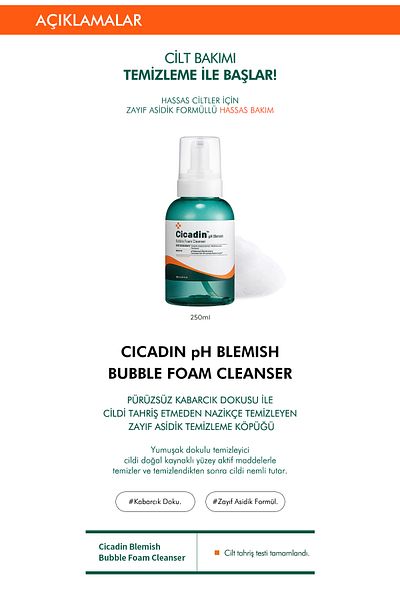 Missha Moisturizing Face Wash Foam - for Sensitive Skin, Cicadin Ph Blemish Bubble Foam Cleanser