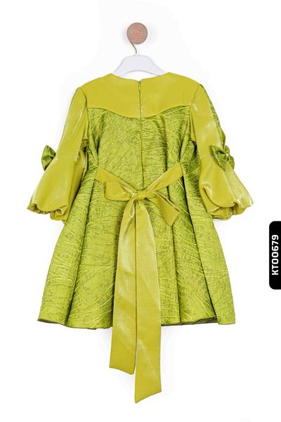 XO Kids Rochie pliată pentru fete cu decolteu O și mâneci cu șnur 3-10 ani - 923