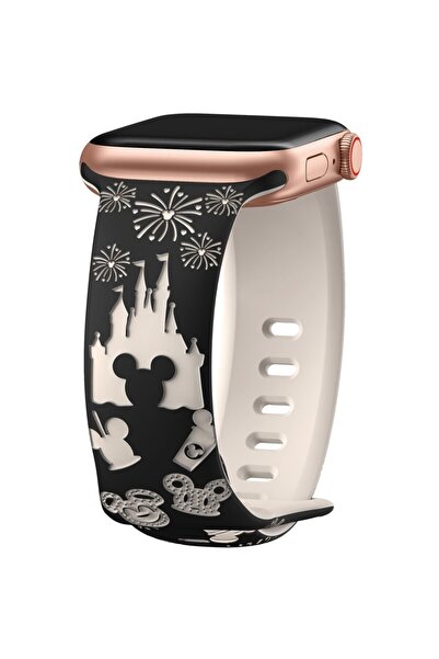 UnDePlus Apple Watch 44/45/46/49mm Kordon Leopar Desen Yumuşak Silikon Kordon 2/3/4/5/6/se/7/8/9/10/11/ultra