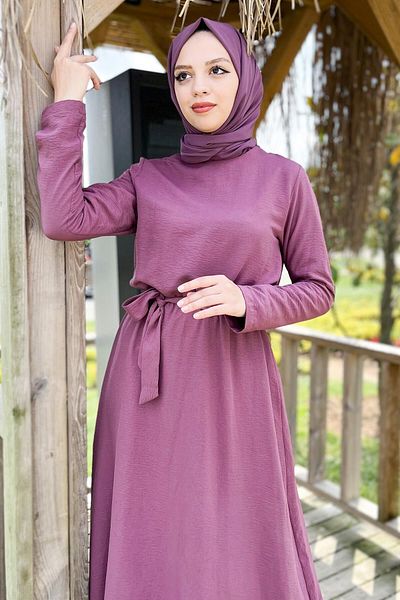 Tesettür Dünyası Šaty Ayrobin Tsd220540 Plum