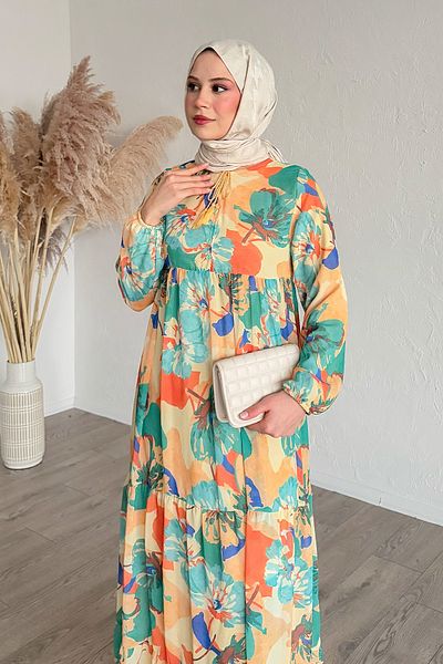 InStyle Πορτοκαλί φόρεμα σιφόν με σχέδιο με πατιλέτα
