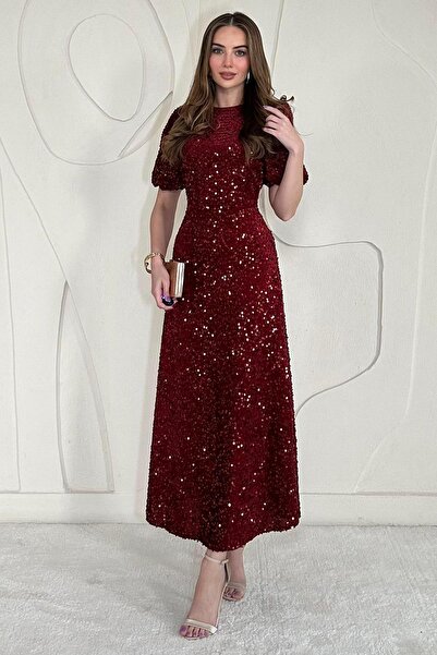 Elbee Fashion Woman Midi Boy Pul Payet Elbise