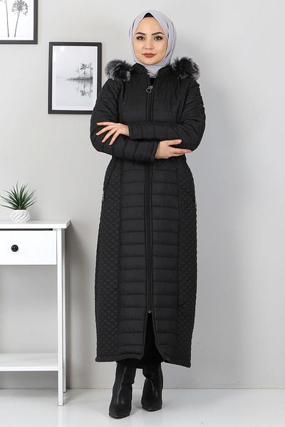 Tesettür Dünyası Langer Steppmantel Tsd1931 Schwarz