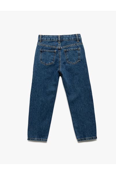 Koton Pantaloni din denim din bumbac cu talie elastică reglabilă și buzunare