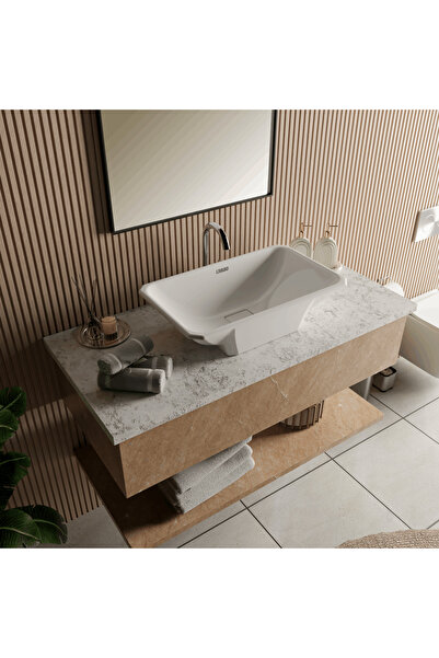 Livabo Lucca , 370x620x150mm Antibakteriyel Tezgah Üstü Akrilik Lavabo