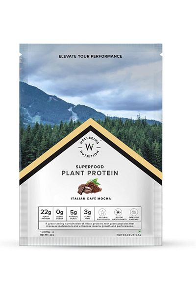 Wellbeing Nutrition Organic Vegan Plant Protein Isolate Powder Italian Cafe Mocha - 32gm