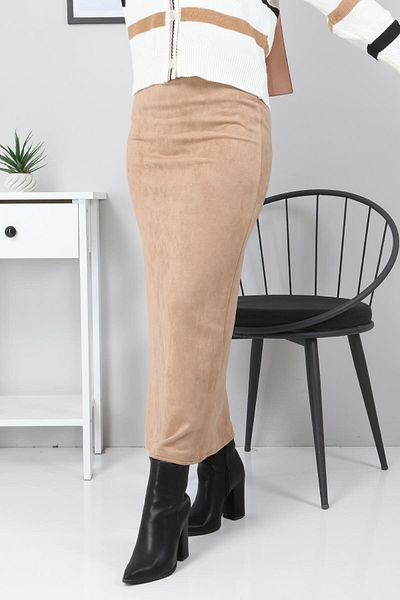 Tesettür Dünyası Suede Pencil Φούστα Tsd0034 Camel