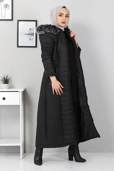 Tesettür Dünyası Langer Steppmantel Tsd1931 Schwarz
