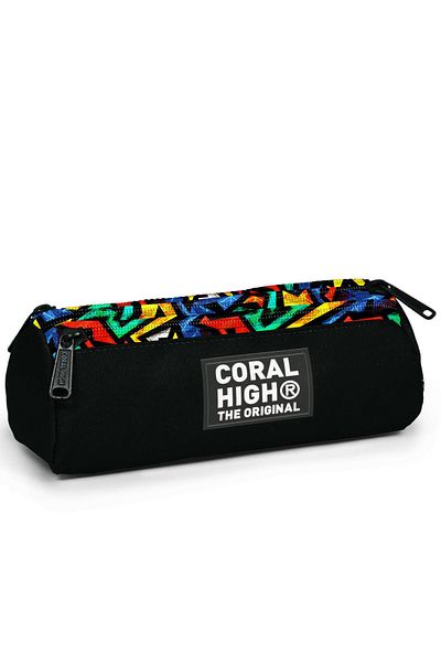 Coral High Μαύρη τσάντα μολυβιού με μοτίβο γκράφιτι τριών διαμερισμάτων My Child 11162