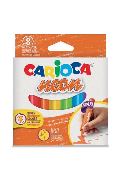 CARIOCA Neon Jumbo Triangle Crayon Pen - 8 Pieces 44164