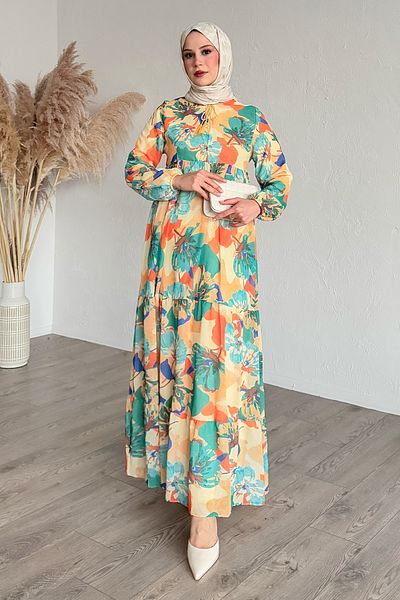 InStyle Πορτοκαλί φόρεμα σιφόν με σχέδιο με πατιλέτα