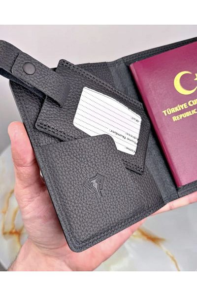 Fil Deri 2038 Model Genuine Leather Passport and Luggage Tag