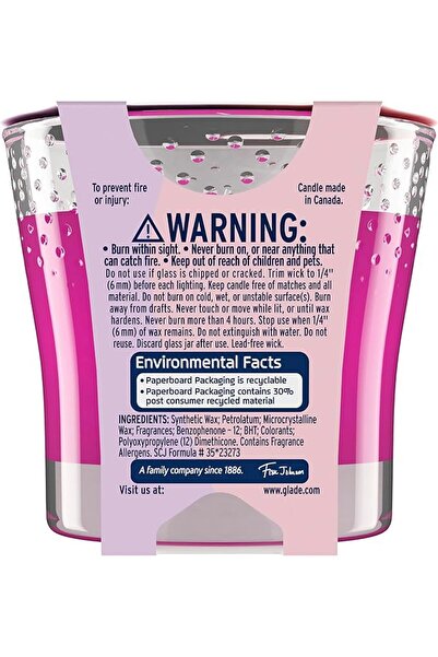 Glade 2in1 Radiant Berries & Wild Raspberry Scented Candle Fragrance Infused Essential Oils 3.4Oz