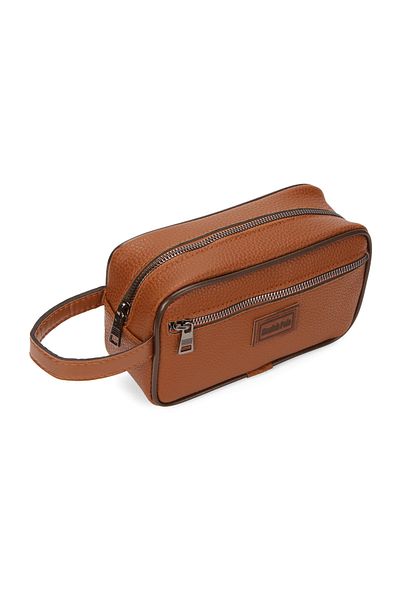 Newish Polo Ανδρική δερμάτινη τσάντα Clutch Clutch Taba