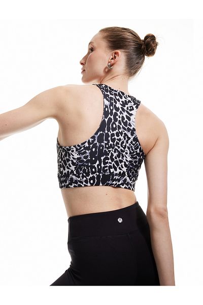 Koton Leopard Print Sleeveless Crew Neck Sports Bra