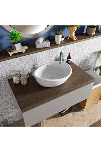 Livabo Lavabo Deniz , Antibakteriyel Tezgah Üstü Akrilik Banyo Lavabosu