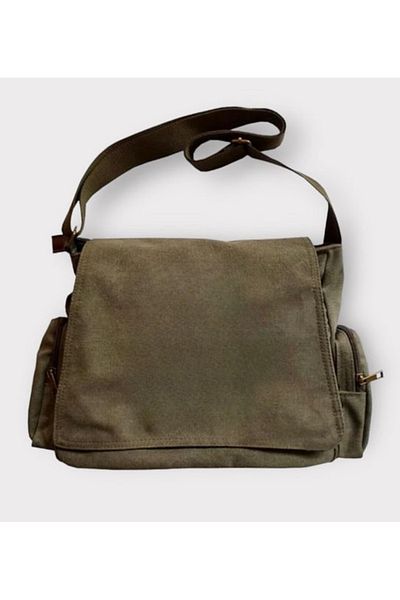 MODA Khaki Messenger Bag Unisex Street Style