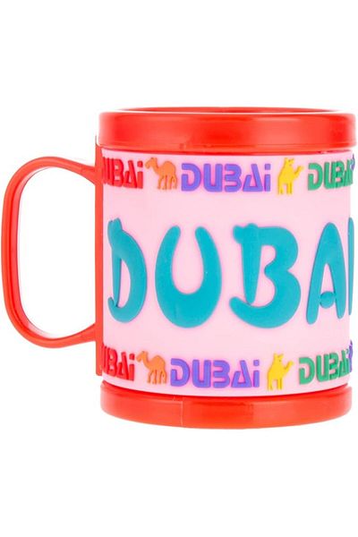 AKDC كوب AKDC دبي - لون أحمر مع طبعات كرتونية - آمن للاستخدام في الميكروويف - الطول (11 سم) × العرض (8 سم) × الارتفاع (9 سم) أحمر