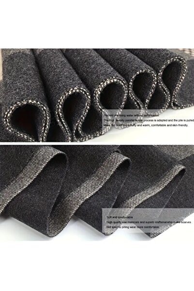 Boho Men's Scarf Made of cotton and Wool Blend, Thick Elastic Keffiyeh Resistant to Wind and Cold