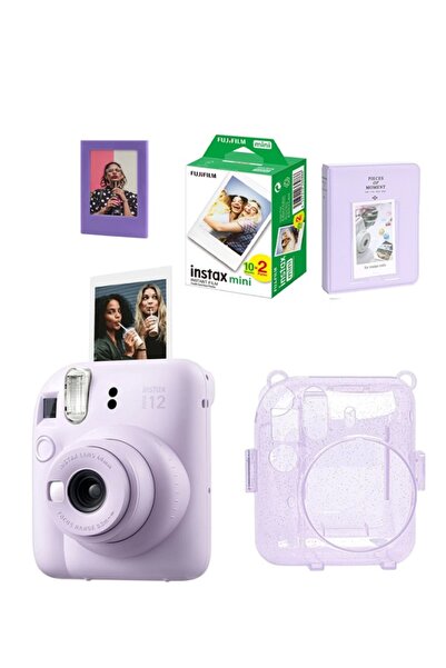 Fujifilm Instax Mini 12 Fotoğraf Makinesi-20li Film-Simli Pleksi Kılıf-64lü Albüm ve Mıknatıslı Çerçeve Set 1