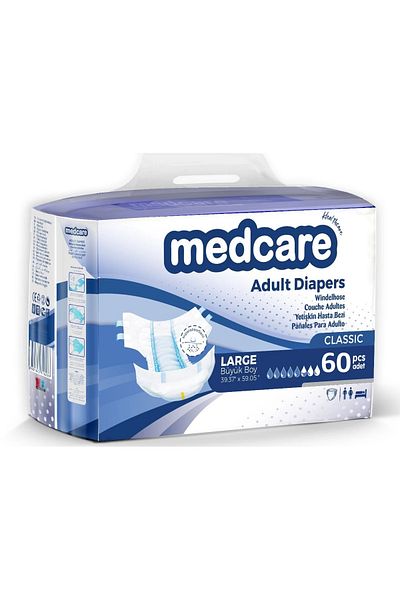 MEDCARE MEDCARE Adult Patient Diapers Large (Large Size) 2 packs 60 pieces