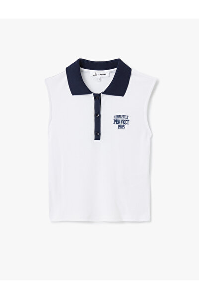 Koton Slim Fit Polo Yaka Kolsuz Kolej İşlemeli Üst
