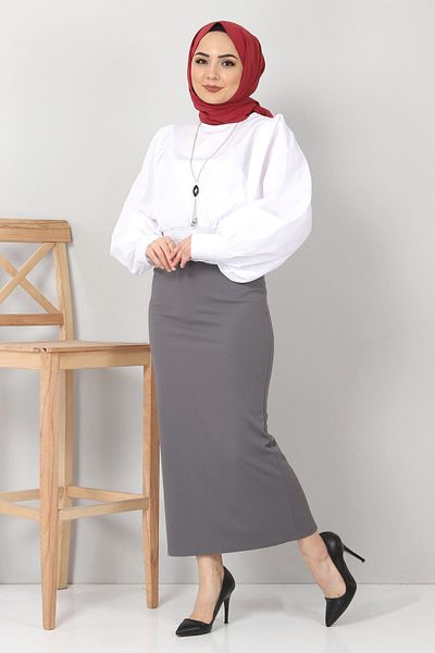 Tesettür Dünyası Tužková sukně Tsd00291 šedá