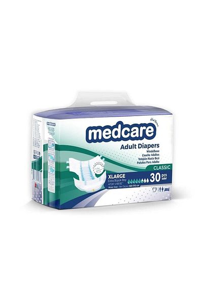 MEDCARE 30 Pieces XLarge Extra Large Size Adult Patient Diapers
