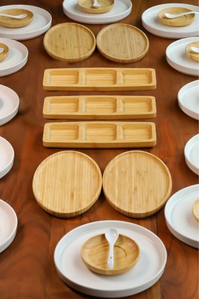 Bambum Atbyhome 12 Kişilik 41 Parça Seramik - Bambu Kahvaltı Takımı - Lüx Kahvaltılık Sunum Seti