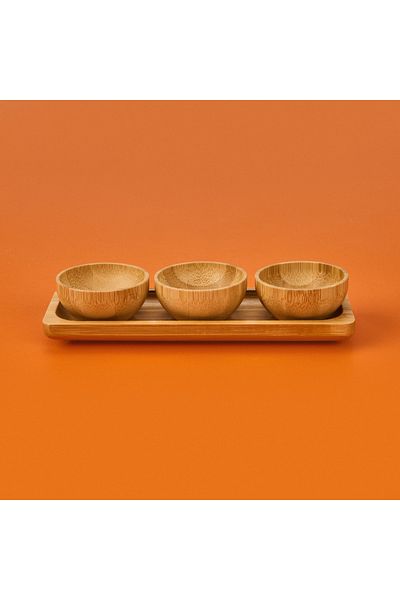 MİEN Mien 3-Piece Bamboo Snack Bowl Set - Brown