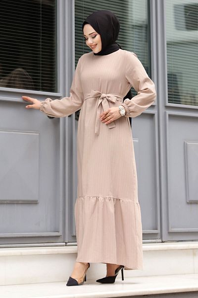 Tesettür Dünyası Rock Volants Binden Taille Kleid TSD240312