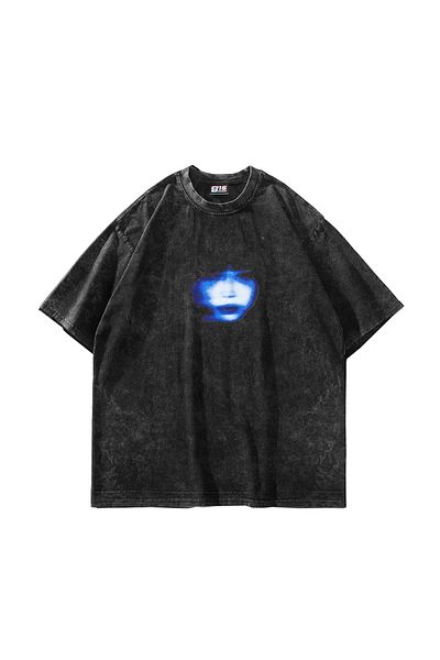 Sekizbiraltı Μπλουζάκι Smoked Colorful Illusion Face Printed Unisex Oversize T-shirt