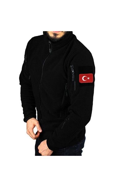 Safari AVM Black Tactical Fleece Coat 5 Pockets Slim Fit Fleece Coat Military Fleece Coat