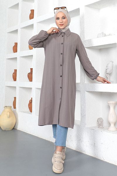 Tesettür Dünyası Long Length Tunic Tsd230359 Mink