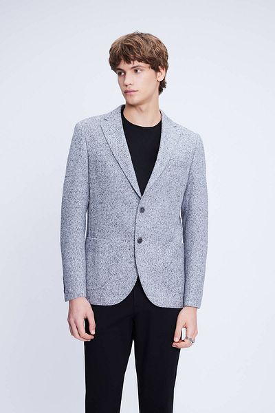 Hatemoğlu Gray Comfort Fit Mono Collar Cotton Jacket