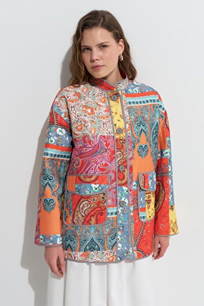 KADRİYE BAŞTÜRK Tera Kapitone Ceket Desenli