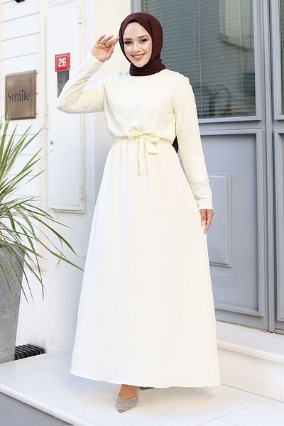 Tesettür Dünyası Beiges Ayrobin-Kleid - TSD240713