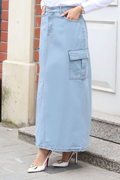 Tesettür Dünyası Τζιν Φούστα Cargo Pocket - TSD240321