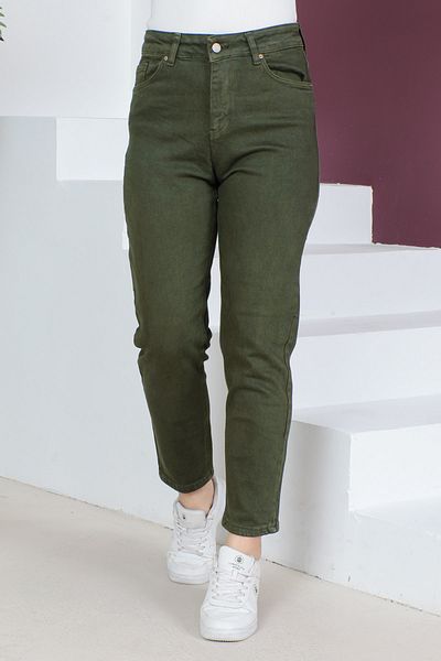 Tesettür Dünyası Pantaloni Mom Jean TSD230531 Kaki