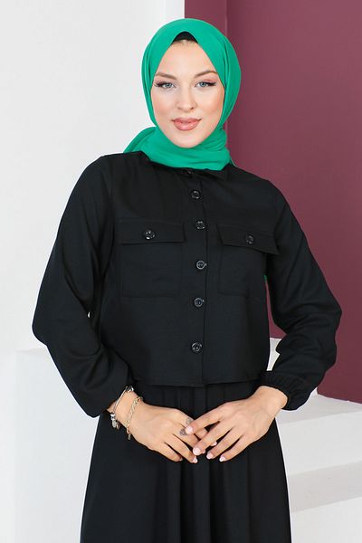 Tesettür Dünyası Podwójny garnitur ze spódnicą TSD230649 Czarny