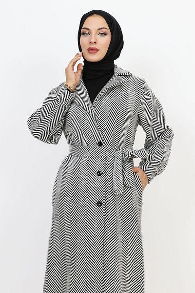 Tesettür Dünyası Pelerina cu nasturi cu guler dublu TSD231111 Alb